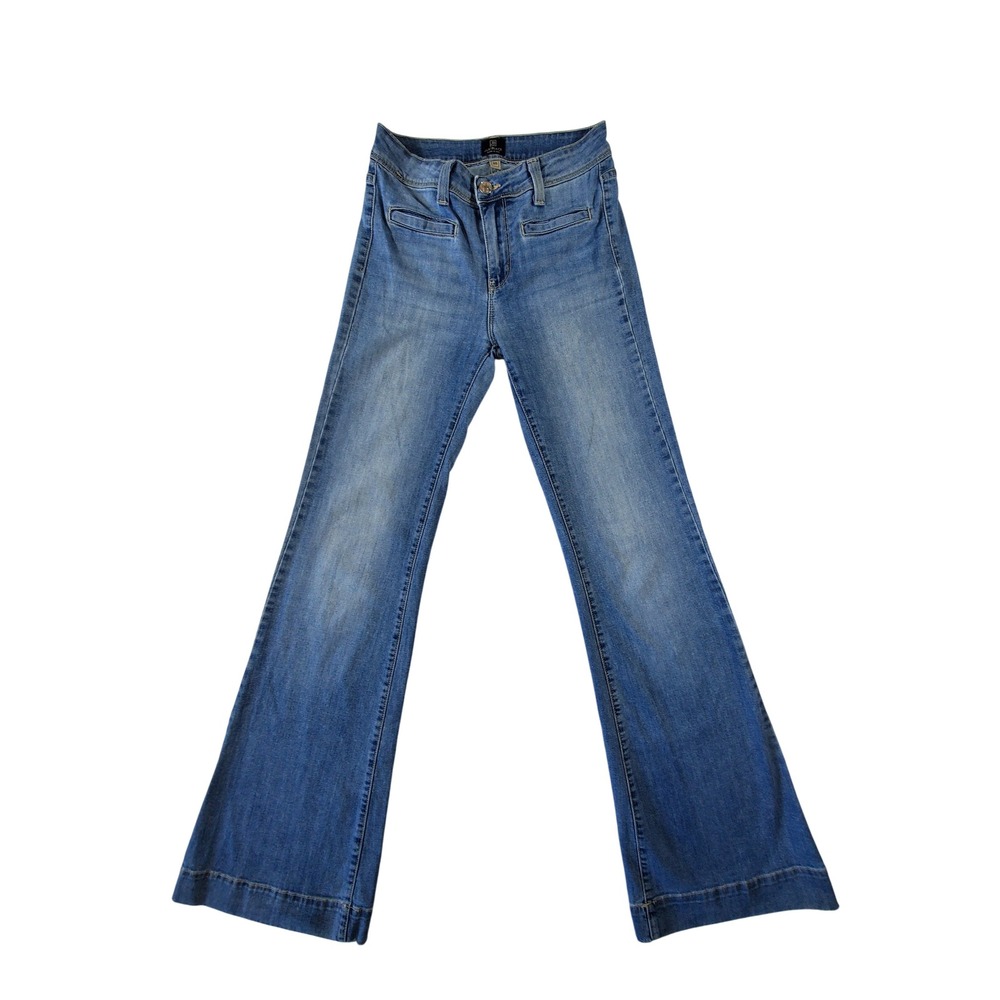 Just Black Denim Womens 26 High Rise Flare Jeans Blue Stretch Made in USA